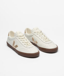 Alternative view of VOLLEY LEATHER WHITE PLATINE BARK